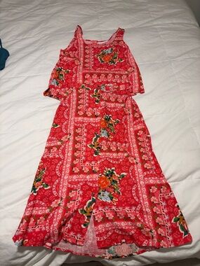 Lauren Conrad Red Floral Maxi Dress
